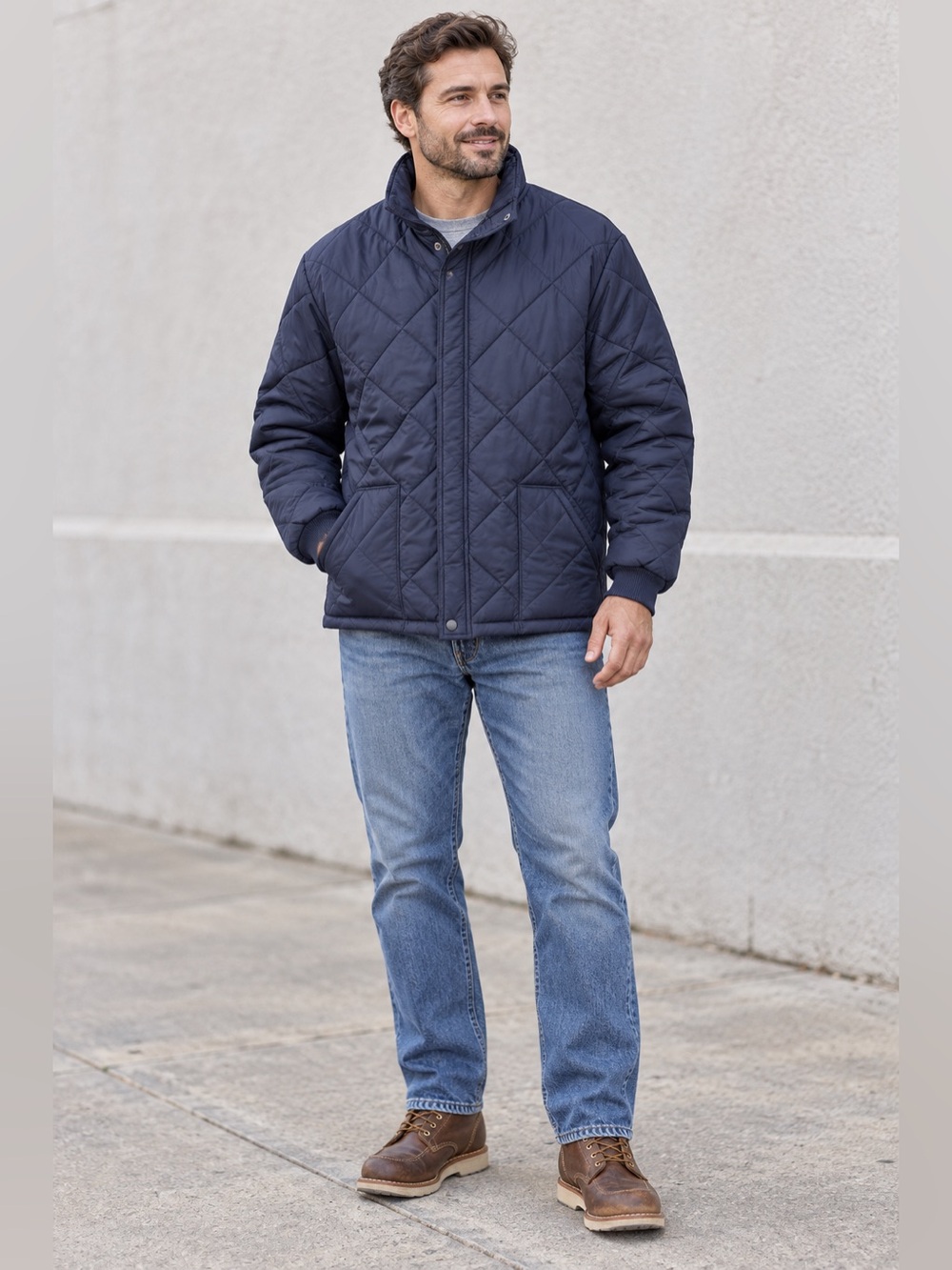 BIG MAC Men’s XL Navy Blue Quilted Insulated Workwear Jacket